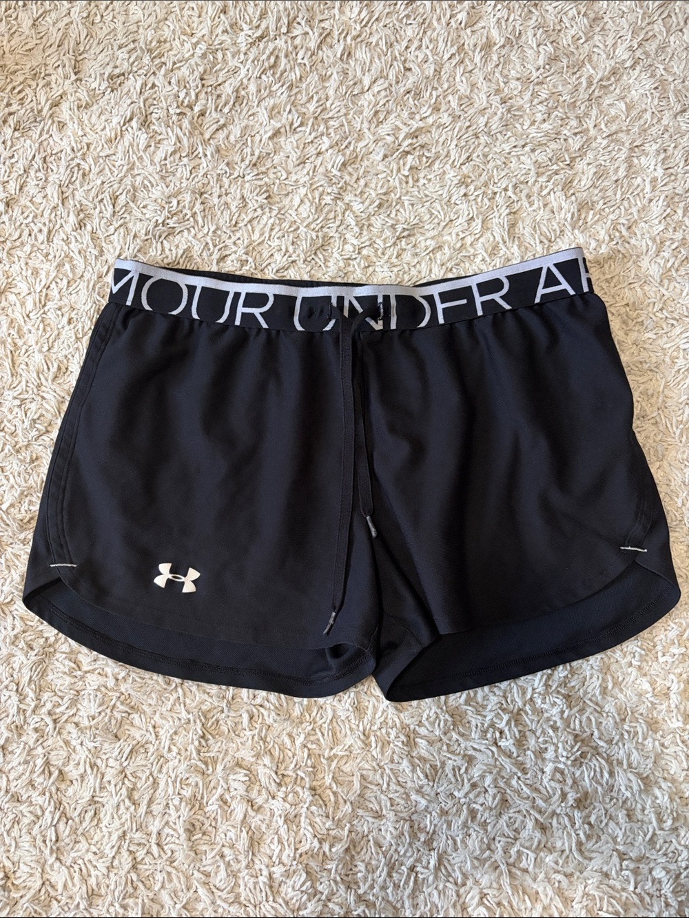 Under Armour Black Women's Athletic Shorts with Logo Waistband and Drawstring